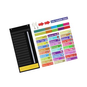 Magideal - Gráfico De Bolsillo De Horario Diario Gráfico De Bolsillo De Programación Montajes De Puerta Incluidos Gráfico De Horario Decorativo Para Actividades Negro