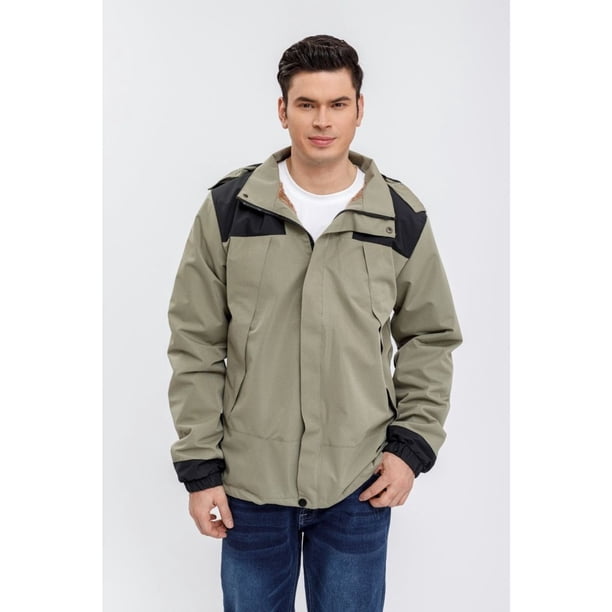 Chaqueta Hombre Impermeable Forro Interior Piel Capucha 0001