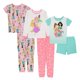 thumbnail image 1 of Conjunto de pijama Disney Princess para niñas, 6 piezas, algodón ajustado, 1 of 8