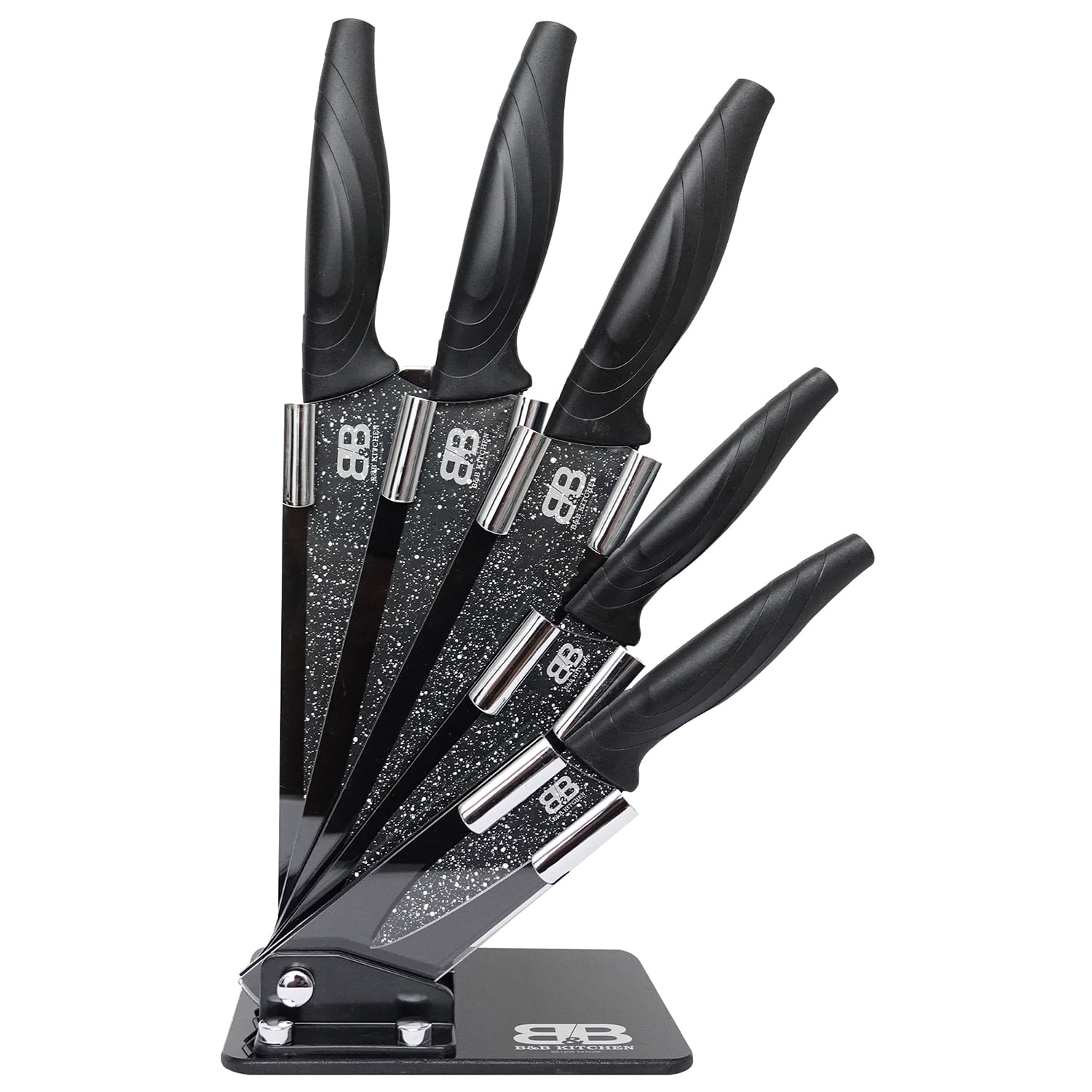 Byb Kitchen - Set De Cuchillos 6 Piezas Incluye Atril Acrilico