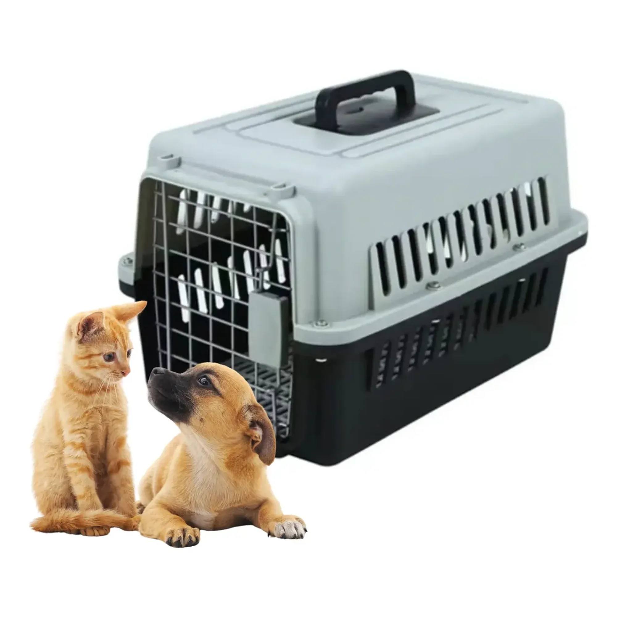 Jaula Canil Gato Perro Hasta 12 Kg Negro Con Blanco