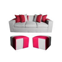 Genérico - Sofa + 2Puff Benjamin Grisburdeo