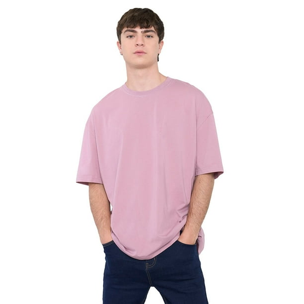 Polera Hombre Oversize Lisa Color Rosado Corona
