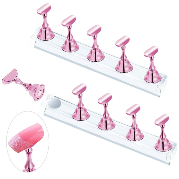Soporte magnético para uñas postizas, ideal para practicar el pintado de uñas, kit de accesorios para principiantes de uñas acrílicas, equipo y decoración para salón de uñas.