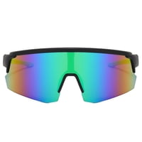 Polasup Gafas Lentes De Sol Gafas De Sol Deportivas Con Lentes Iridiscentes Verde-Azul Y Montura Negra Con Detalles Neón. Diseño Aerodinámico, Protección Uv 400. Perfectas Para Ciclismo