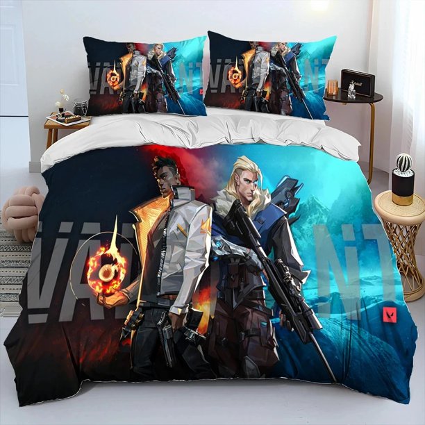 3D VALORANT Game Gamer Cartoon Comforter Bedding Set,Duvet Cover Bed Set Quilt Cover Pillowcase,king Queen Size Bedding Set BoysBed Sheets