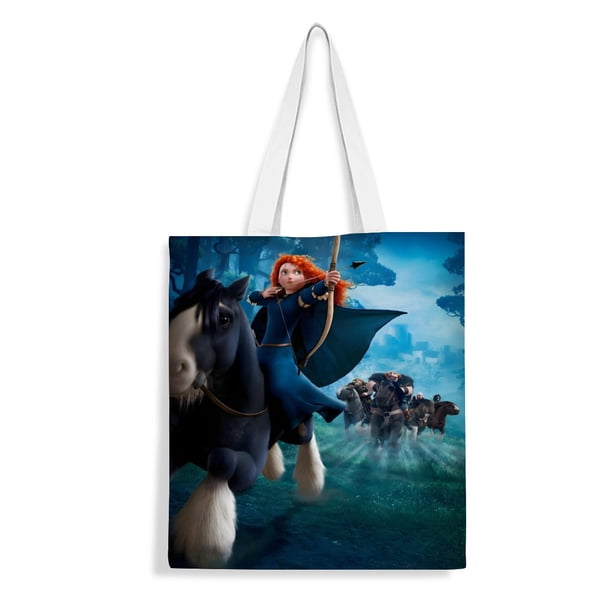 Merida, la Princesa Valiente Bolso de tela con estampado de lienzo para mujer, bolsa de compras reutilizable y estética, con cremallera interior, regalo para mujer,40*45cm.