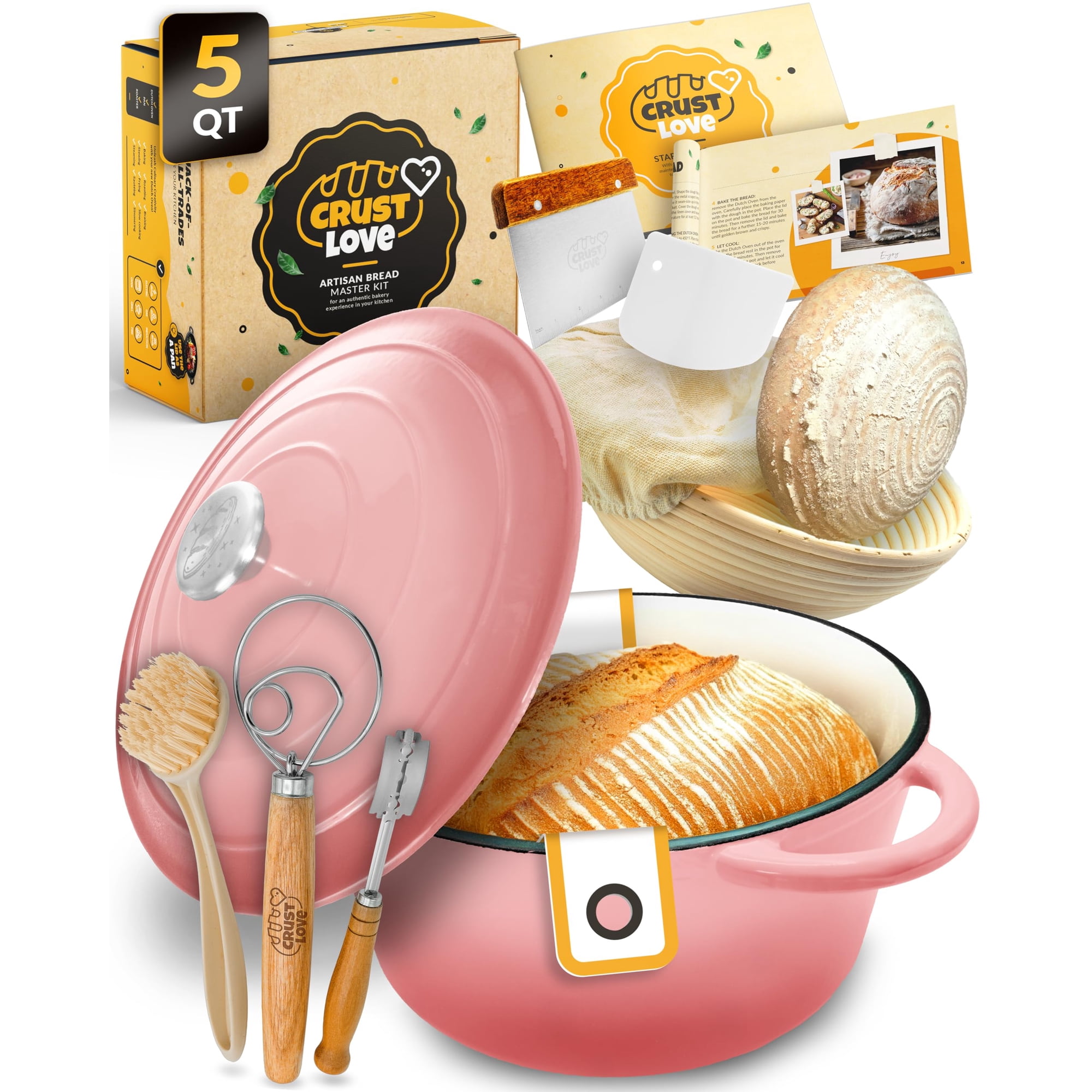 Horno Holandés Crustlove Para Hornear Pan De Hierro Fundido Esmaltado De 5 Litros