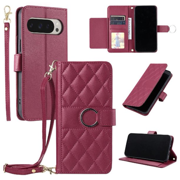 Funda tipo billetera FOXDOCK para Google Pixel 9 Pro XL – Tapa abatible con correa para mujer