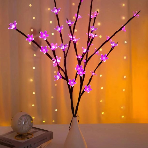 1pc Simulation Cherry Blossom Branch Lights LED Flash Bouquet Decorative Lights, Holiday Party Supplies