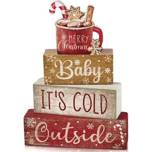 Decoración Navidad Moucuny Set 4 Pzas Madera Chocolate