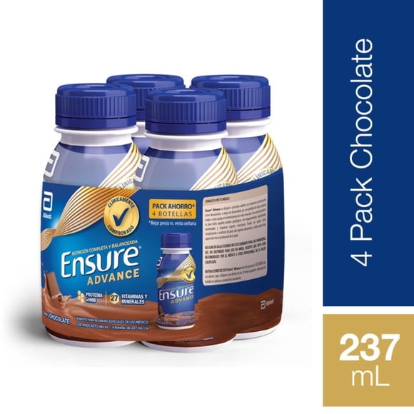 Alimento Líquido Advance Sabor Chocolate Pack, 4 Botellas de 220 ml c/u