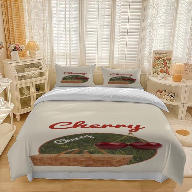 Cherry Pastoral Style Pattern Three-Piece Set Soft And Comfortable bedding