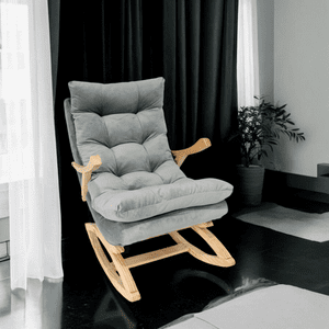 Muebles New - Silla Mecedora Coquette Con Apoya Brazo Gris Felpa