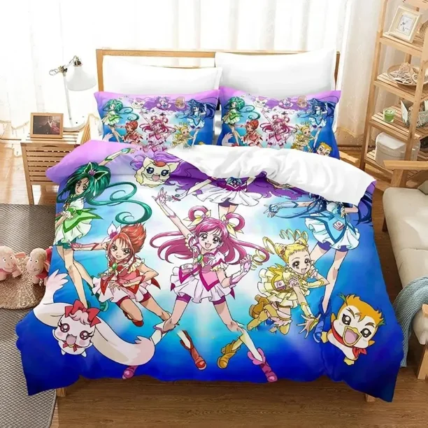 Pretty Cure Bedding Set Duvet Cover Bed Set Quilt Cover Pillowcase Comforter Boys Adult Bedding Set Bed Sheets