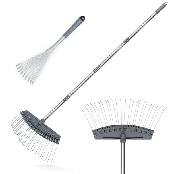 Juego de rastrillos para paja Altdoff Yard, ajustable con rastrillo de mano, 45 a 160 cm