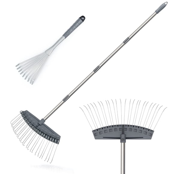 Juego de rastrillos para paja Altdoff Yard, ajustable con rastrillo de mano, 45 a 160 cm