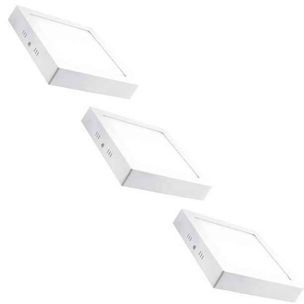 Pack 3 Foco Panel Led Plafon Sobrepuesto Cuadrado 24w Luz Fria