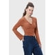 thumbnail image 2 of Polera Mujer Escote V Manga Flare Café, 2 of 4