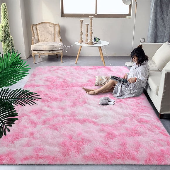 Alfombra DWeike extra grande y esponjosa de 150 x 240 cm para el hogar, color rosa