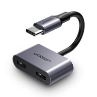 Splitter Usb-C / 2 Usb-C Audio+Carga 3A Max 10Cm Grisugreen Cm232