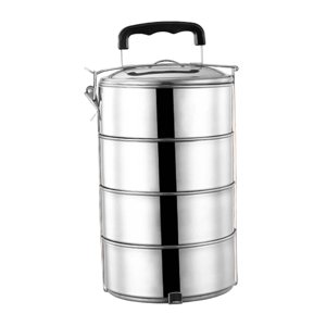 Magideal - Contenedor De Almuerzo Para Alimentos, Contenedor De Almuerzo Bento De Acero Inoxidable, Fiambrera Portátil Con Tapa Hermética Para Adultos, Fiambrera 4 Capas