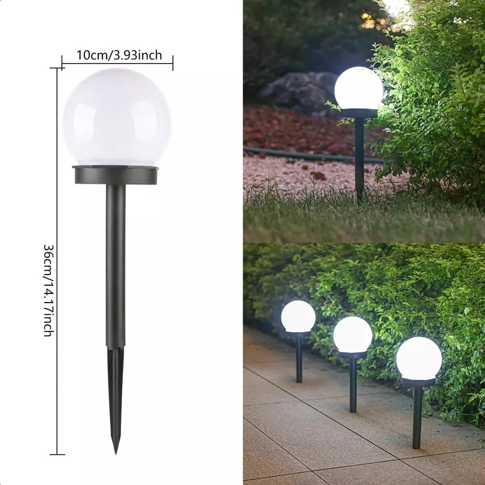 Daat Store - Pack X3 Foco Estaca Led Solar Lamparas Globo Jardín Exterior - Blanco