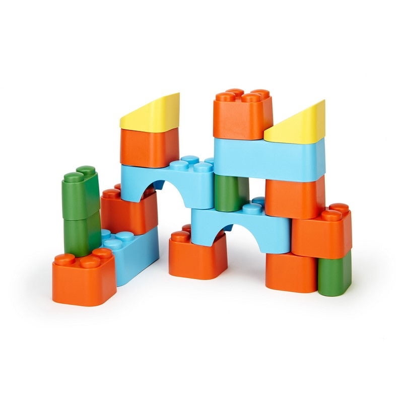 Green Toys - Juguete De Actividades Didáctico Bloques De Colores Naranja. Azul. Amarillo. Verde