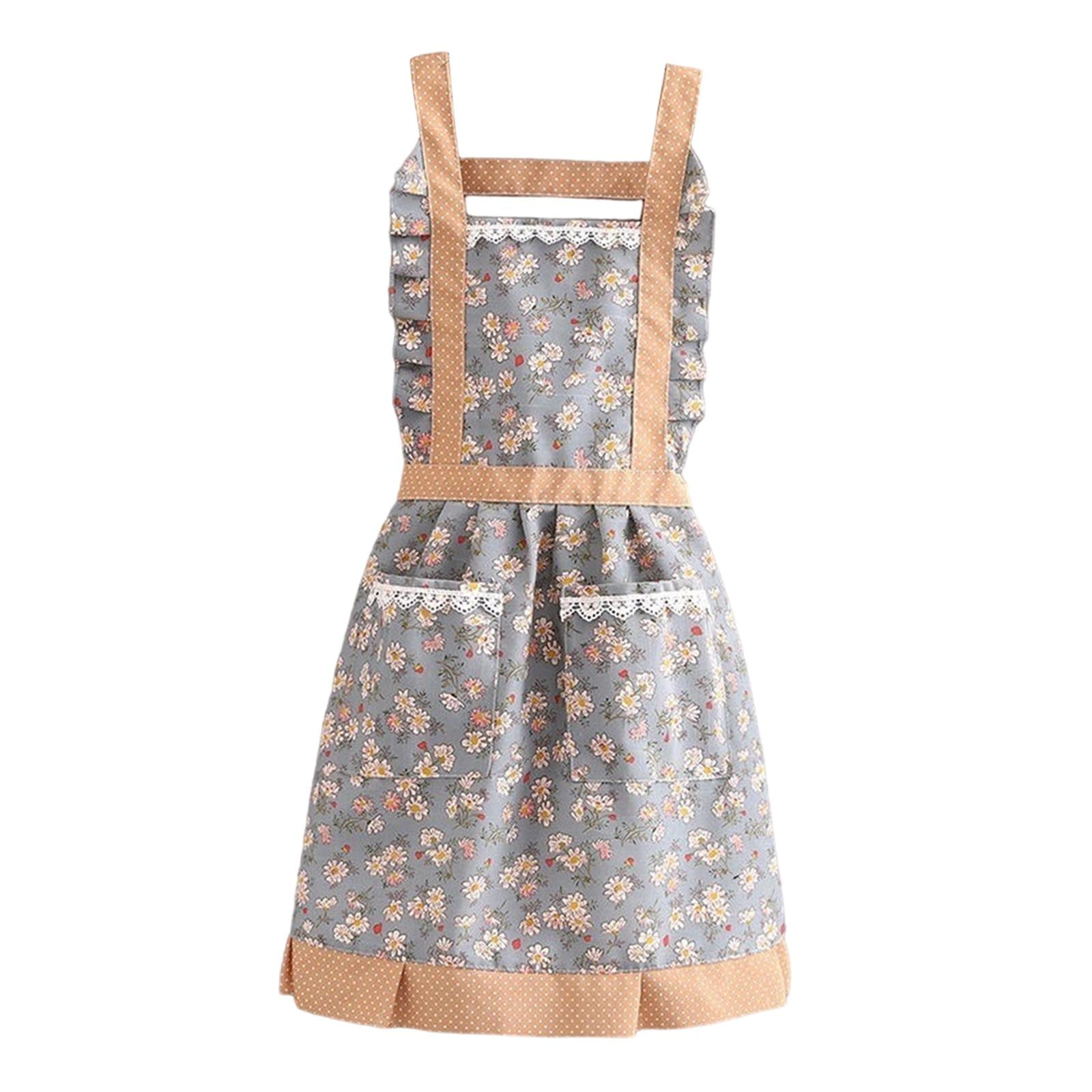 Bothyi - Delantal De Servir Lindo 26.77x35.43 Pulgadas Mujer Chef Delantal Para Floristería Pintura Gris Azul