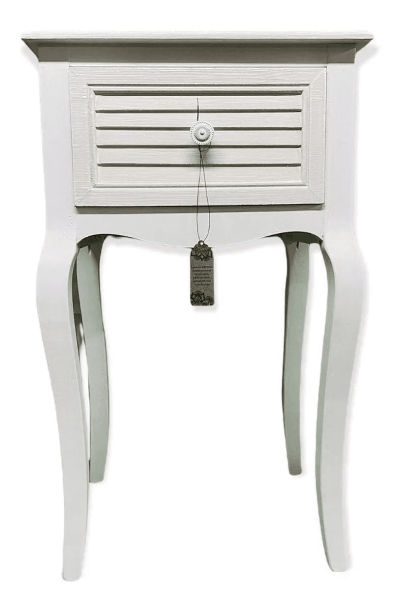 Sorento - Velador Vintage Crema Y Blanco 1 Cajón - S4024