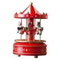 Bothyi - Caja Musical De Madera Para Manualidades Navideñas, Decoración Giratoria Para Decoración Navideña, Color Rojo