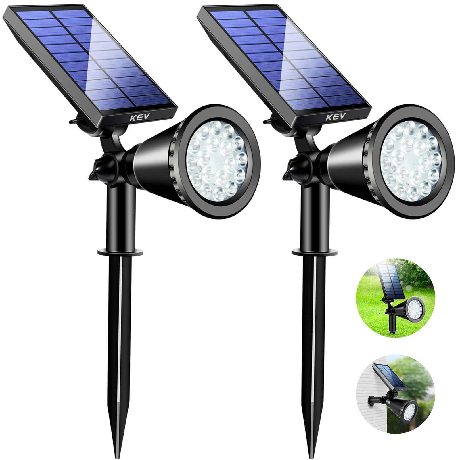 Focos Solares Kev De 18 Led Y 800 Lúmenes, Resistentes Al Agua Ip65