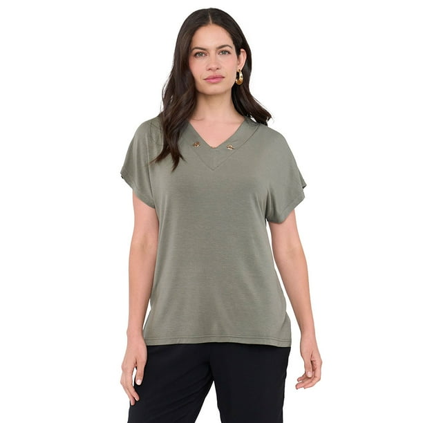 Polera Mujer Escote Verde Oliva Corona