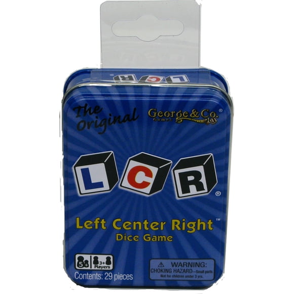Lata azul para juegos de dados LCR, izquierda, centro derecho, para 3 a 100 jugadores