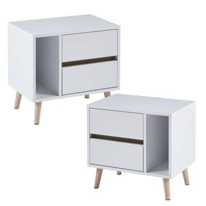 Pandalino - Pack 2 Veladores Dakota Moderno | Minimalista Y Funcional Blanco