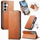 thumbnail image 3 of Funda tipo cartera para Samsung Galaxy S26 Pro de piel con cierre magnético, ranuras para tarjetas y correa para la muñeca Marrón, 3 of 6