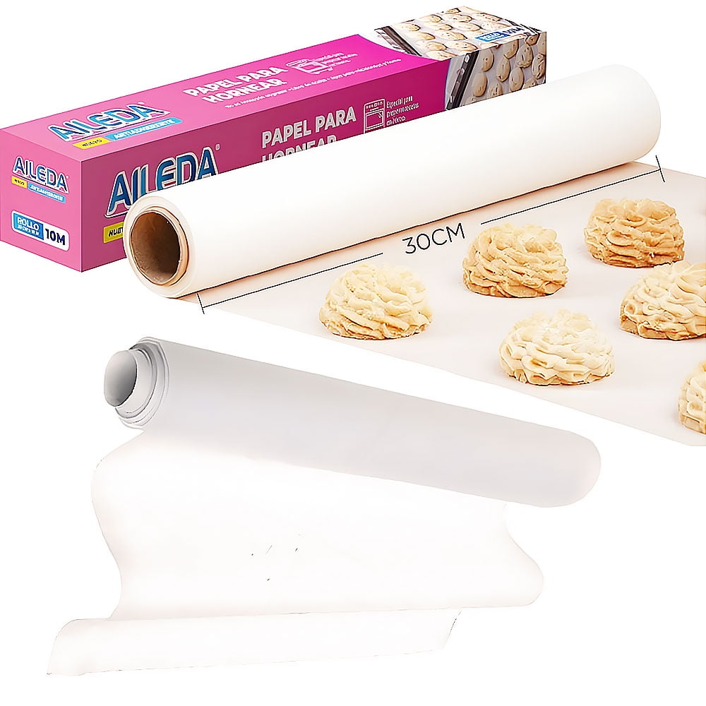 Aileda - Papel Para Hornear 30 Cm × 10 M Antiadherente Para Hornear
