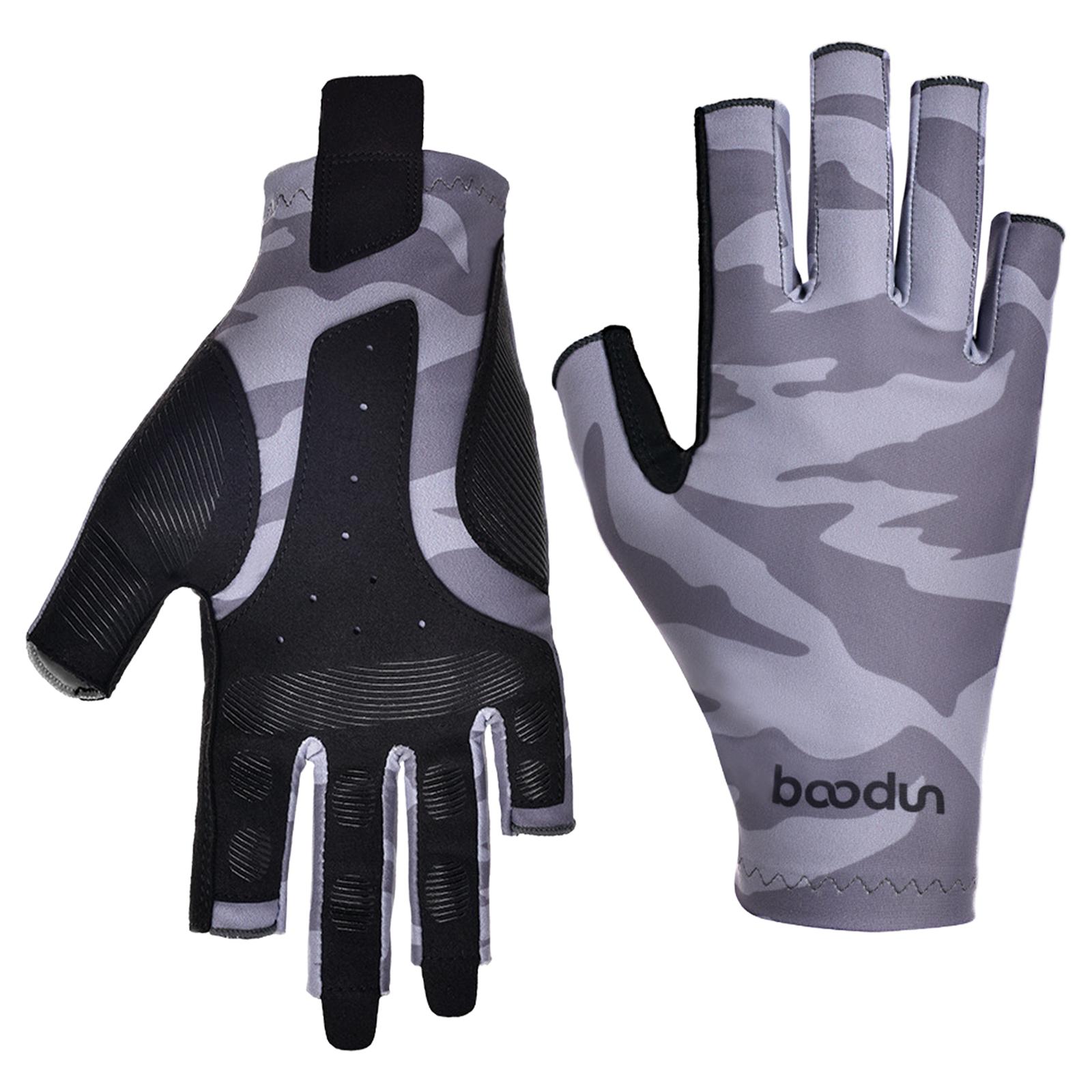 Magideal - Guantes De Pesca De Medio , Guantes Transpirables Antideslizantes Para Mujeres Y Hombres, Guantes De Pesca En Para Senderismo, Remo, Gris M