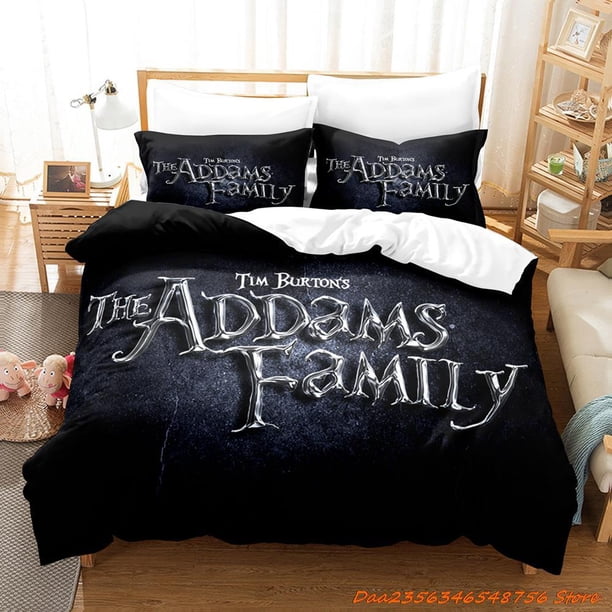 v644 Bed Sheets Wednesday Addams Bedding Set Cartoon Anime three-piece set Adult Kid Bedroom Duvetcover Sets Cool goth bed sheets 3-Piece Bedding Set (1 Duvet Cover + 2 Pillow Shams) Bed Sheets ju644