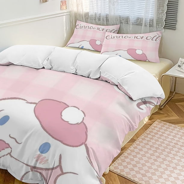 Cinnamoroll 3-Piece Twin Bed Set - Includes 1 Single Comforter And 2 Pillowcases Bedding - Fade Resistant Microfiber - Cinnamoroll