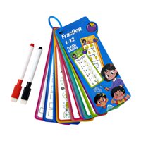 Bothyi - Tarjetas De Matemáticas De 0 A 12 Con Bordes Redondeados, Reutilizables, De 3,1 X 7 Pulgadas, Con 2 Rotuladores De Borrado En Seco, Fracciones