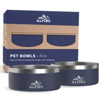 Comederos Para Mascotas Alpine Juego De 2 Acero Inoxidable 950 Ml Azul Marino