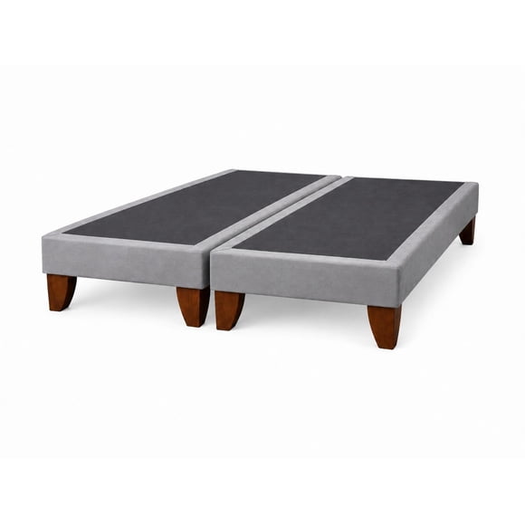 Base De Cama Europea 2 Plazas Dividida 190 Cm Largo - Gris Plata