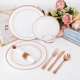 thumbnail image 4 of Juego de vajilla desechable WELLIFE Rose Gold 350 piezas para 50, 4 of 5