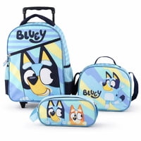 Genérico - Mochila Bluey Con Ruedas + Lonchera Y Estuche