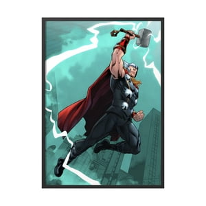 Creango - Cuadro Poster Enmarcado Thor Marvel Comic Superheroe Decorativo
