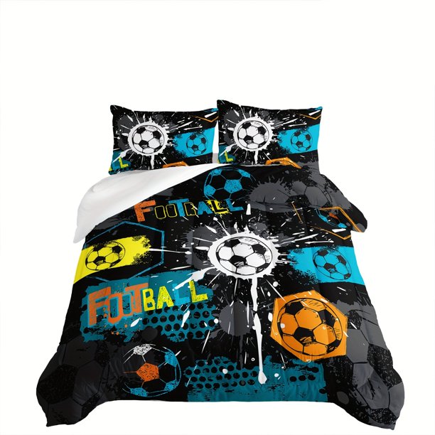 3pcs Football Full Comforter Sets Full Bedding Sets Sports Theme Football Bedding Set Football Theme Bedroom Decor