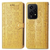 Funda Cartera Foxdock Para Honor 200 Lite , Flip Pu Con Relieve De Gatos Y Perros, Tarjetero Y Soporte
