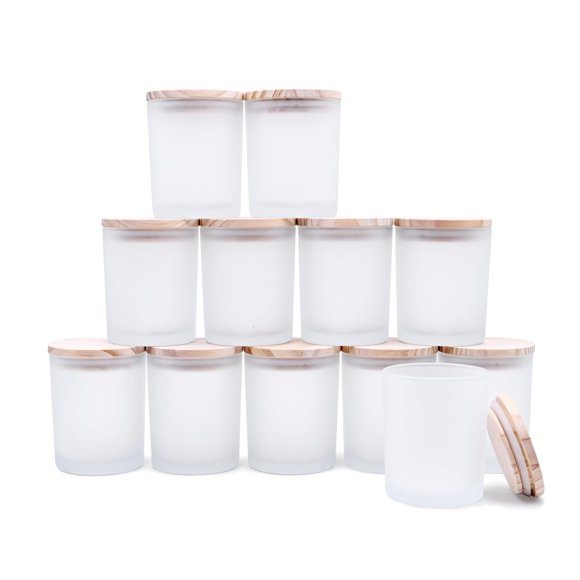 Frasco SHOWIN 210 ml Blanco Esmerilado con Tapa de Madera - Pack de 12