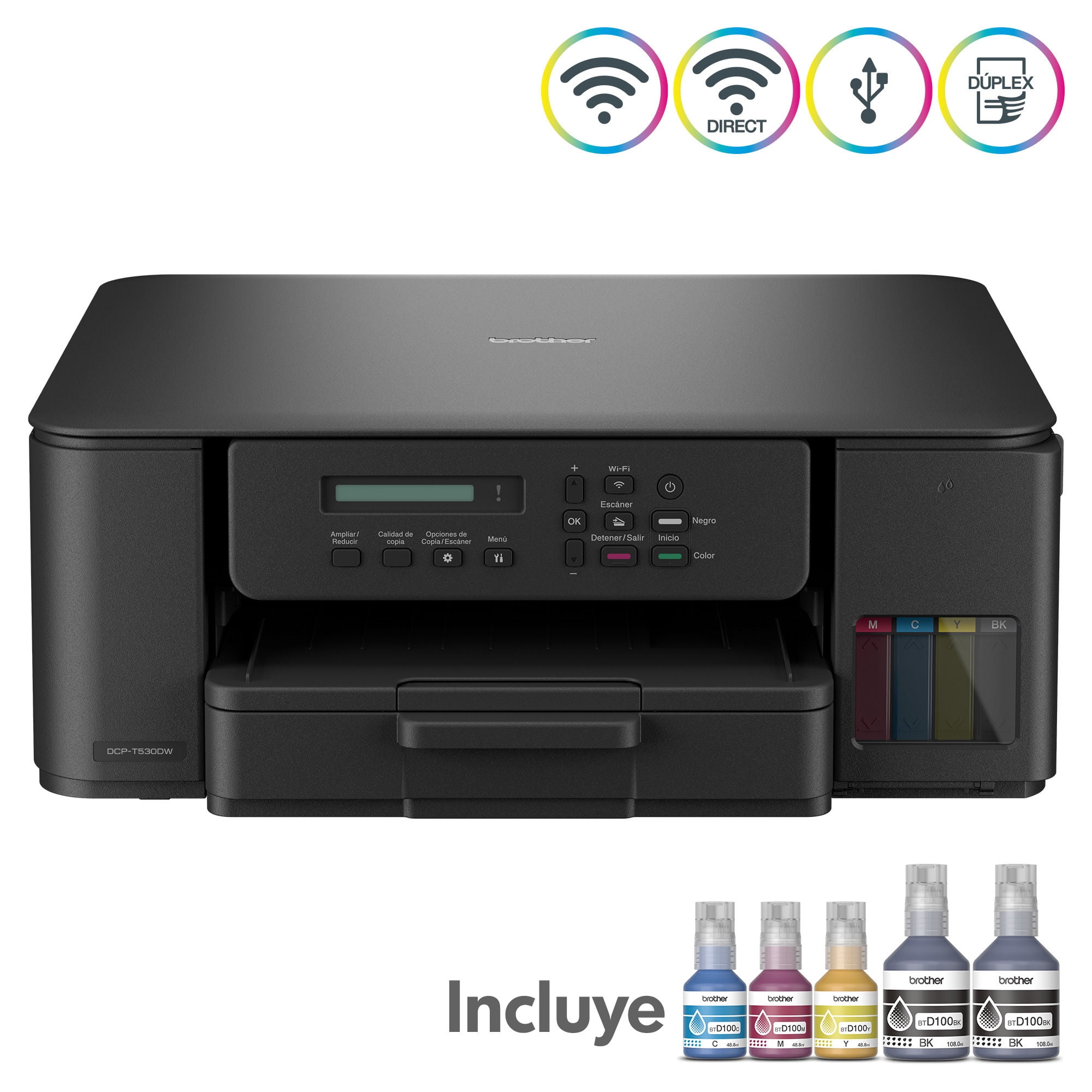 Impresora Multifuncional Inyección de tinta DCP-T530DW Negro
